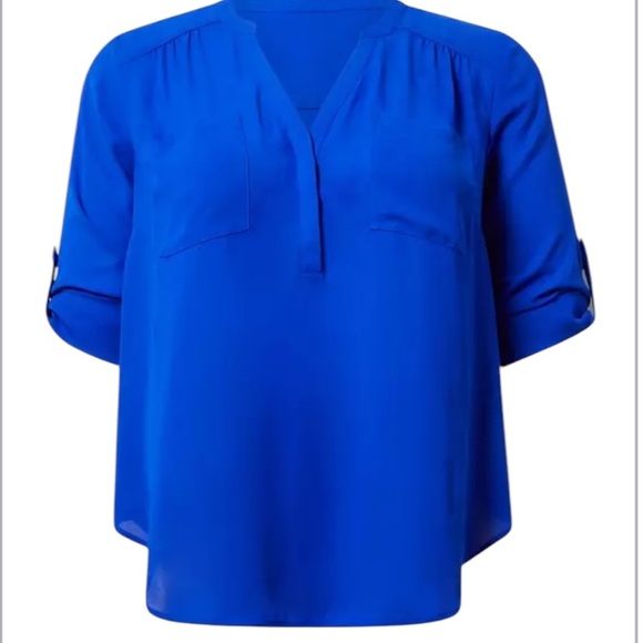 Torrid Harper Georgette Pullover 3/4 Sleeve Blouse Electric Blue 4X NWT - Picture 10 of 10
